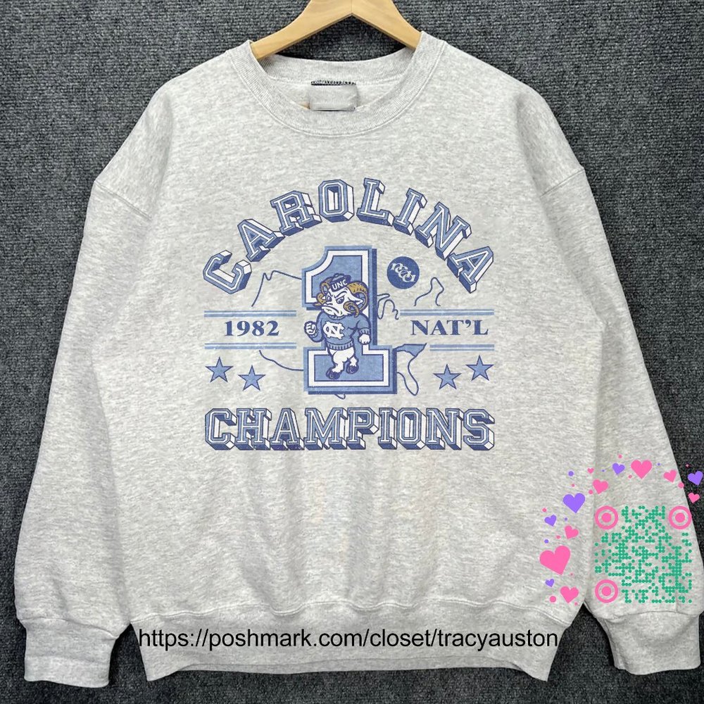 Vintage North Carolina Tar Heels Sweatshirt, UNC 1982 NAT'L Champions Shirt tee